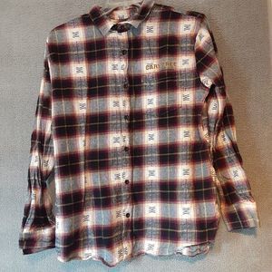 Pacsun Care Free Plaid Shirt Men's Large Red Burgundy Western Button Down 1694